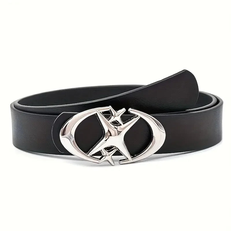 Stylish Oval Cross Buckle Belt - Durable Adjustable Unisex Fashion Accessory Gift for Men and Women
