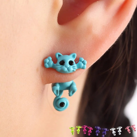 Multiple Color Classic Cat Stud Earrings for Women & Girls - Cute Animal Jewelry Accessories