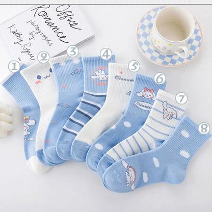 New Sanrio Cinnamoroll Cartoon Socks — Cute Unisex Mid-Calf Socks for Kids & Adults, Perfect for Autumn & Winter