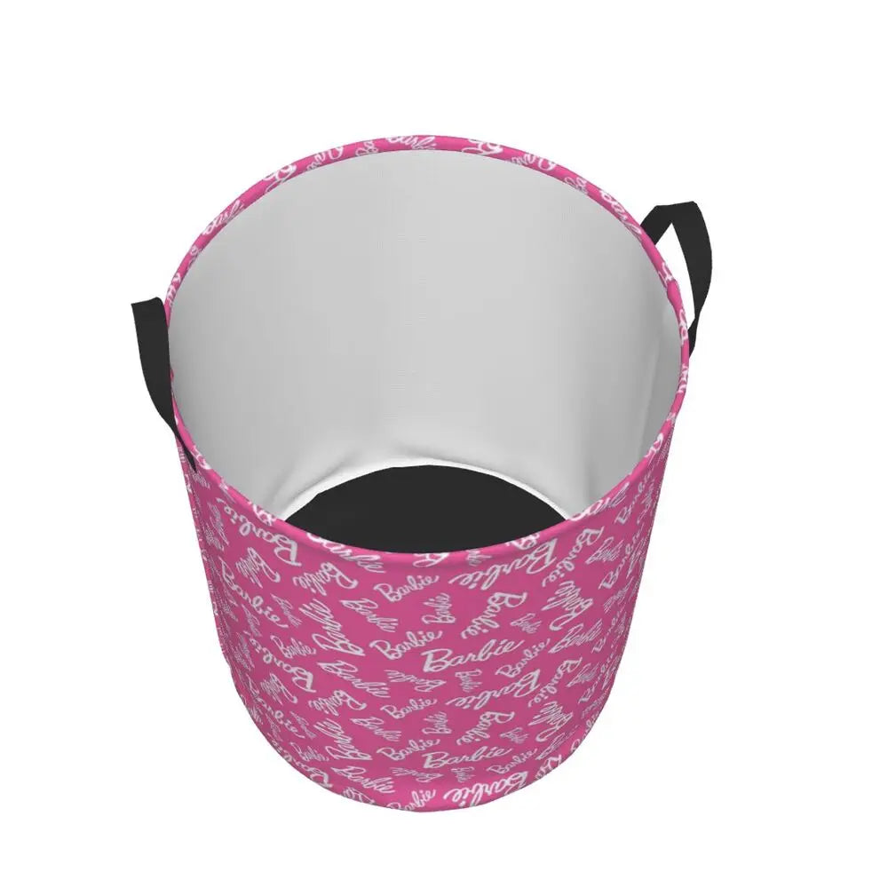 Custom Barbie Logo Laundry Basket – Collapsible Large Capacity Clothes Storage Bin, Disney Baby Hamper