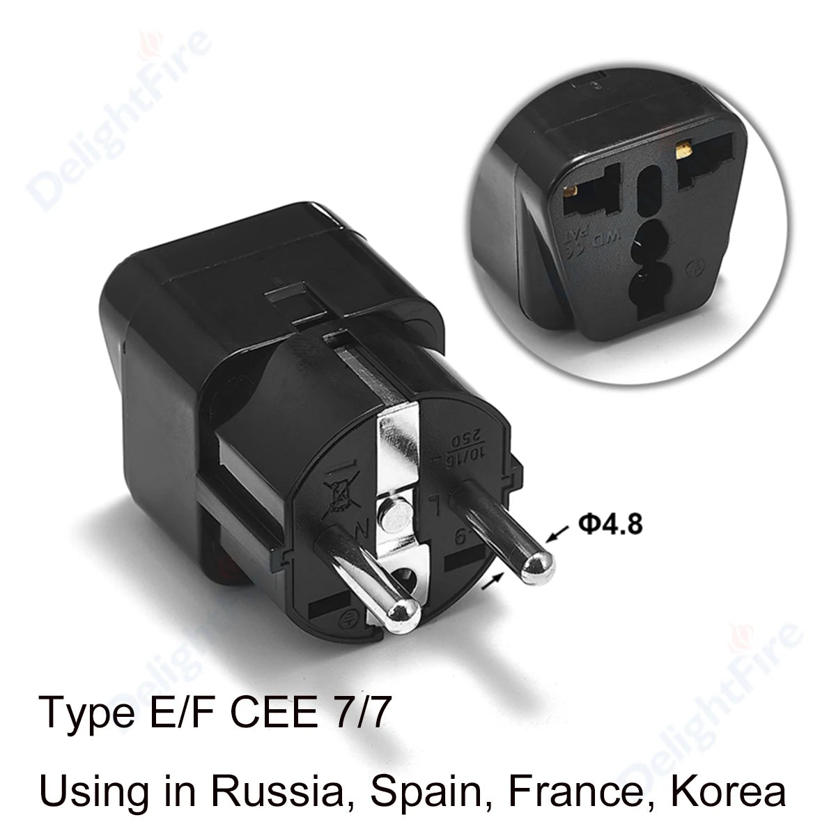 KR Plug Adapter – Multifunction Universal AU, UK, US to EU Type E/F Electrical Socket for France & Spain Travel