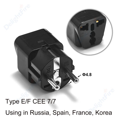 KR Plug Adapter – Multifunction Universal AU, UK, US to EU Type E/F Electrical Socket for France & Spain Travel