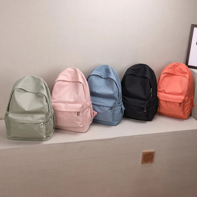 Women’s Waterproof School Backpack | Large Capacity Solid Color Daypack for Teens & Students