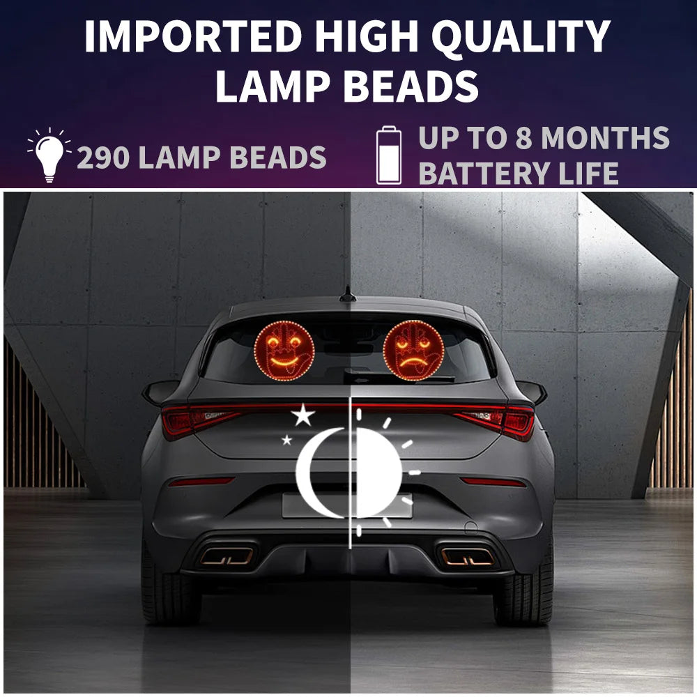 Car LED Facial Expression Light with Remote Control – Rear Window Warning & Fun Display Lamp