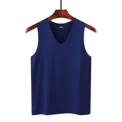 Men’s Silk Tank Top – Seamless Sleeveless Sport Vest, Plain Casual Summer Undershirt for Gym & Everyday Wear