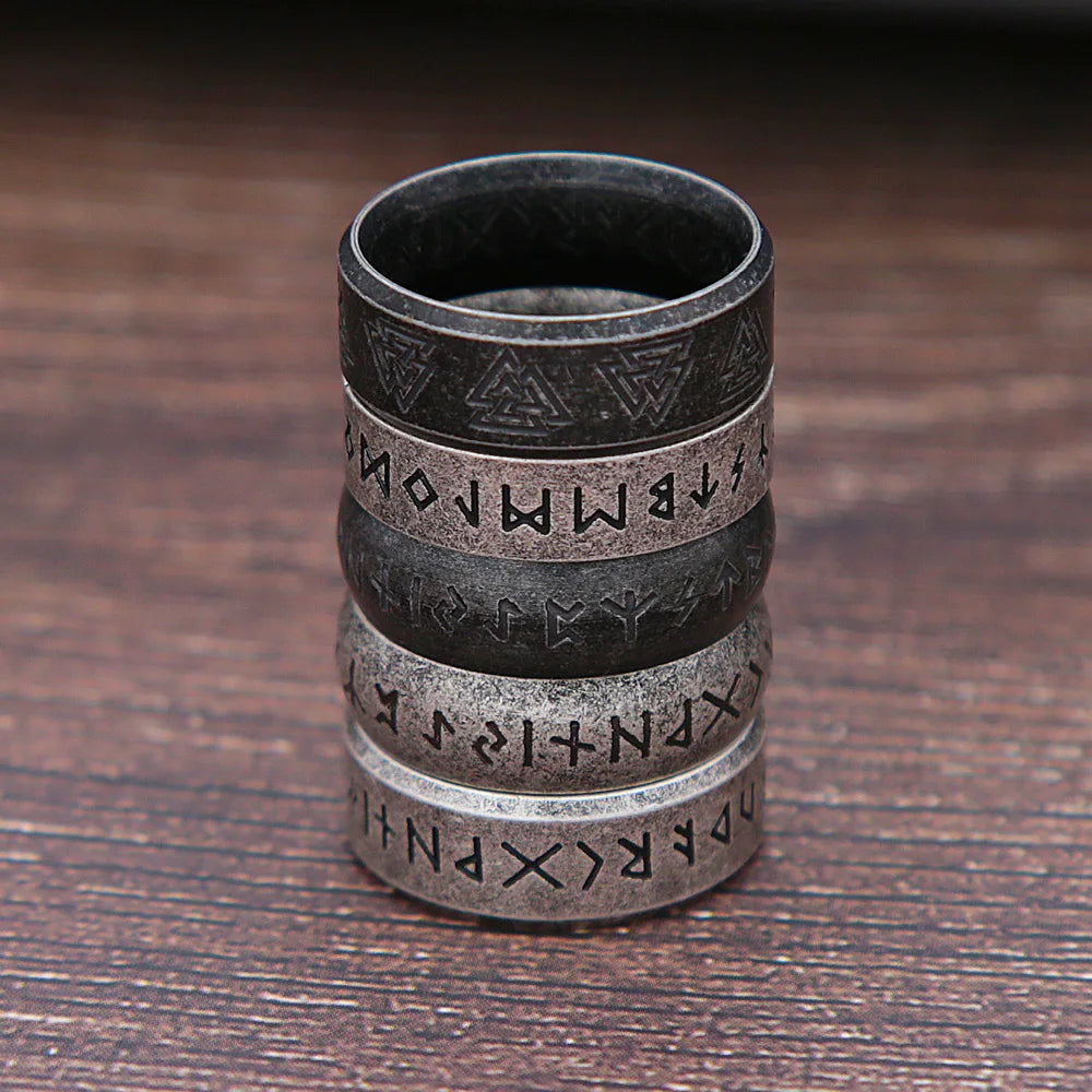 Fashion Retro Viking Rune Ring – 316L Stainless Steel Odin Letter Amulet, Couple Jewelry Gifts for Men & Women