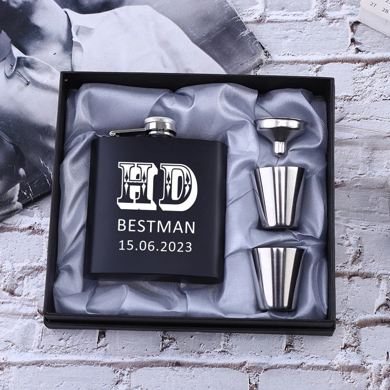 Personalized 6oz Stainless Steel Hip Flask – Engraved Christmas, Birthday, Valentine's Day Gift, Custom Logo for Wedding Favors   2/2