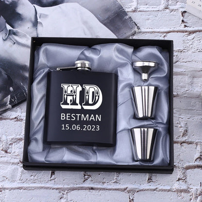 Personalized 6oz Stainless Steel Hip Flask – Engraved Christmas, Birthday, Valentine's Day Gift, Custom Logo for Wedding Favors   2/2