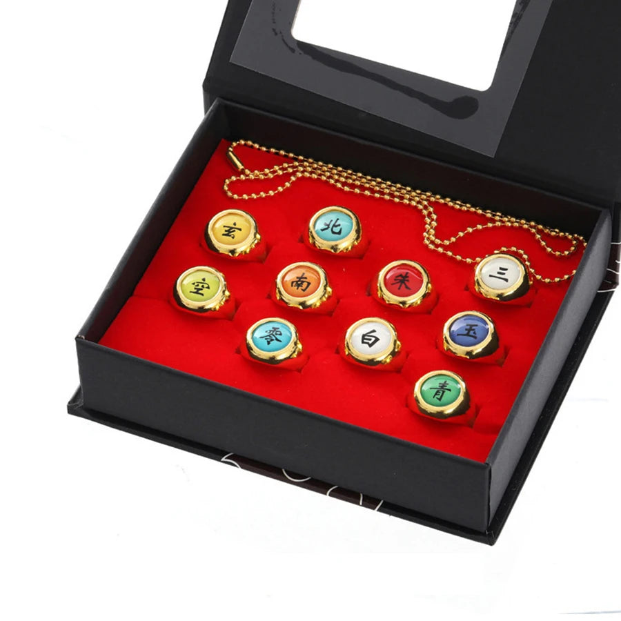 10PCS Bandai Naruto Akatsuki Rings — Itachi Anime Figure Cosplay Accessories, Jewelry & Toys for Boys & Kids Gifts