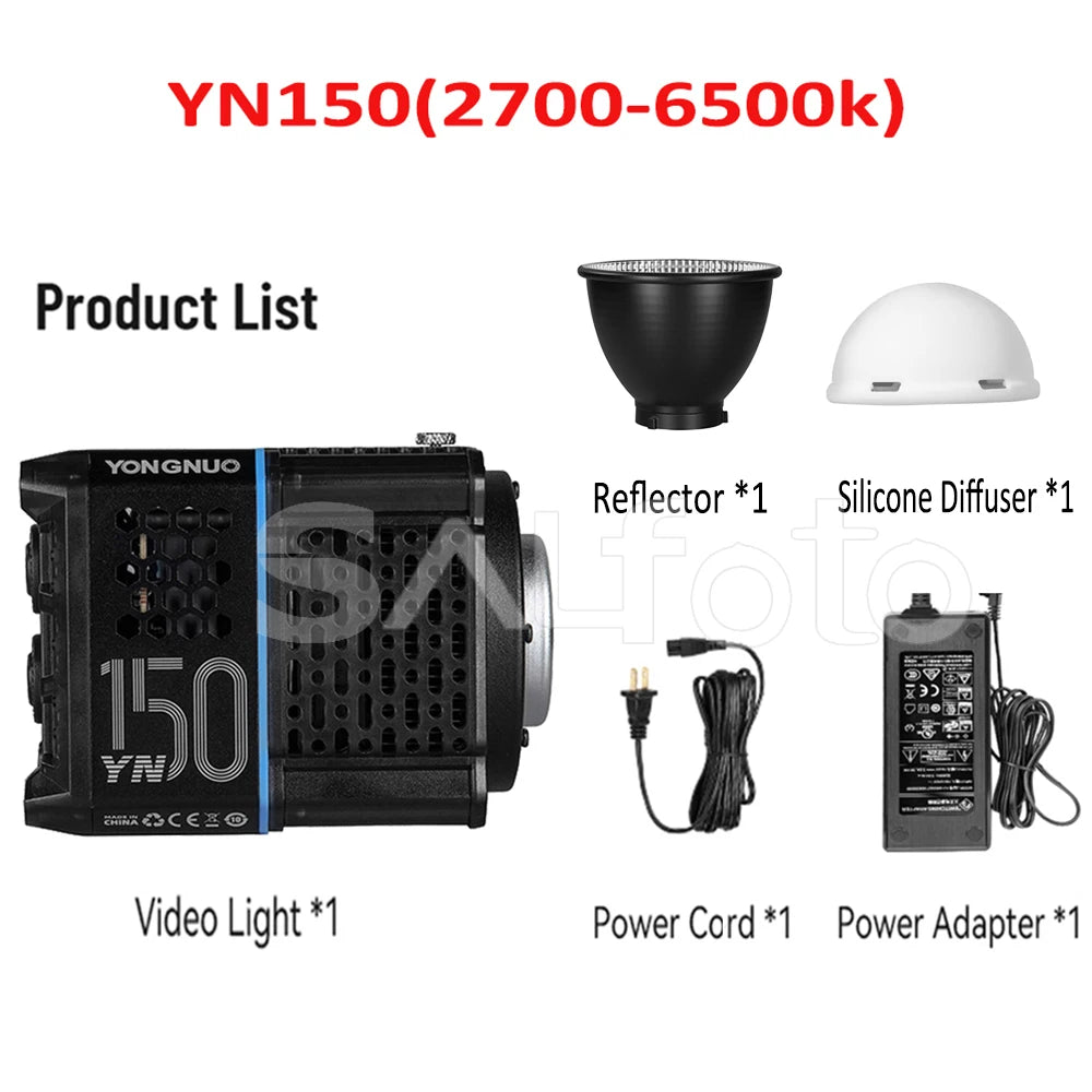 Yongnuo YN150 150W Portable LED Video Light - 2700–6500K COB Handheld Photography Fill Light for YN150Li/YN150S