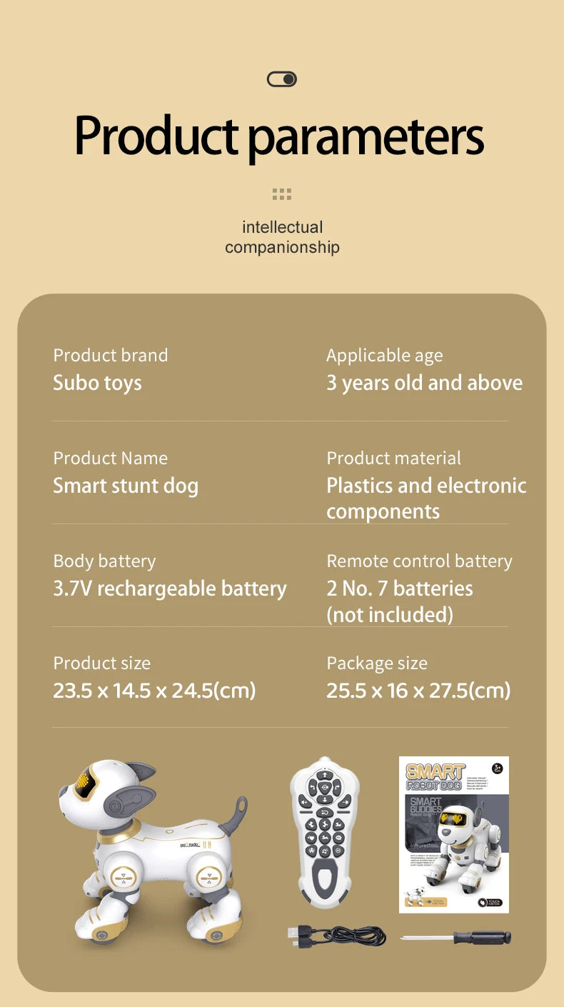 Funny RC Robot Dog – Programmable Electronic Stunt Dog with Voice Command, Touch Sensor & Music, Toy Gift for Kids