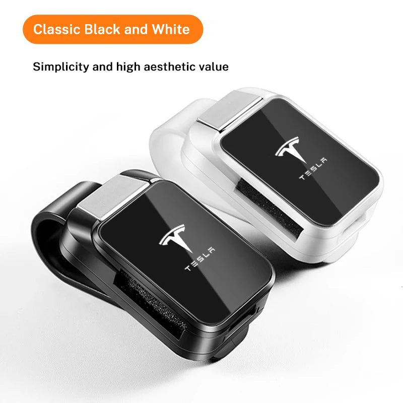 Car Sun Visor Glasses Clip – Interior Eyeglasses Storage Holder for Tesla Model 3, S, X, Y, Cybertruck & Roadster