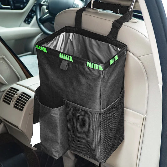 Waterproof Foldable Car Trash Can - Large Capacity Hanging Waste Bin & Vehicle Organizer