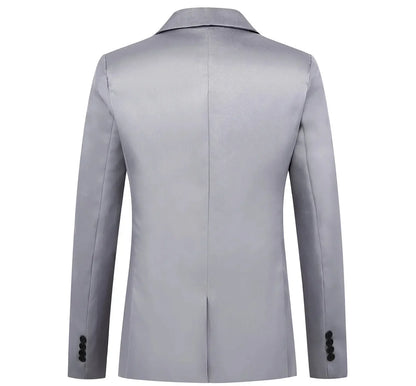 Men’s Casual Business Slim Fit Suit Jacket — Trendy Autumn Single-Button Formal Blouse, Non-Iron Solid Color