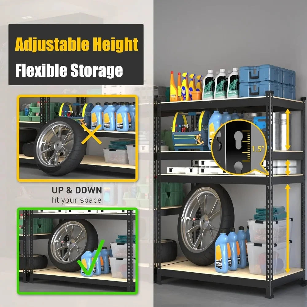 40" x 20" x 59" Heavy Duty 4-Tier Metal Storage Shelves – Adjustable Garage Utility Rack Organizer