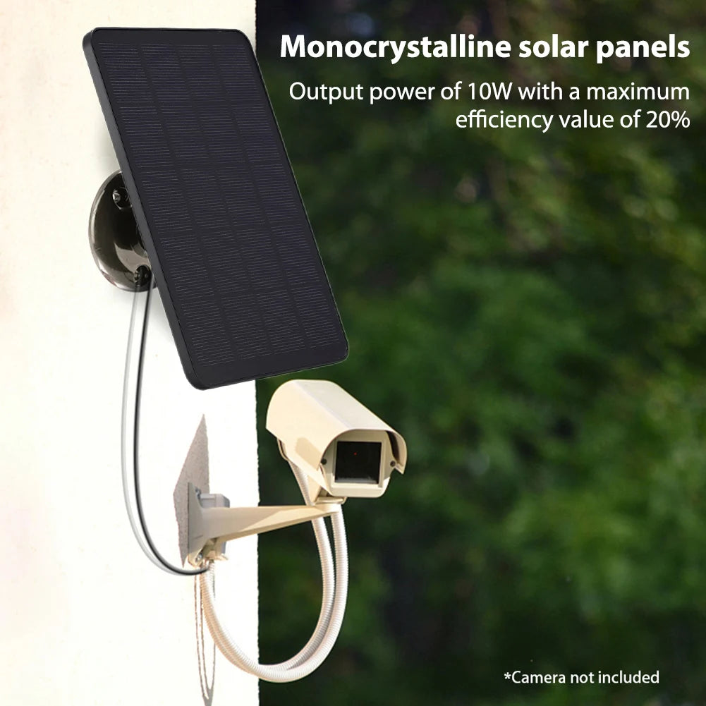 10W 5V Solar Panel Charger – 2 in 1 Micro USB & Type-C for Security Cameras & Small Home Light Systems