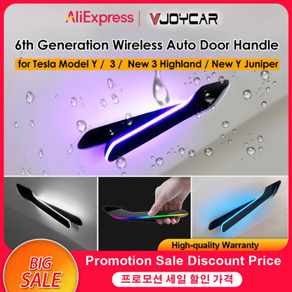 2025 6th Gen Wireless Auto Door Handle – Tesla Model 3 & Y, Highland/Juniper, Colorful with LED Light