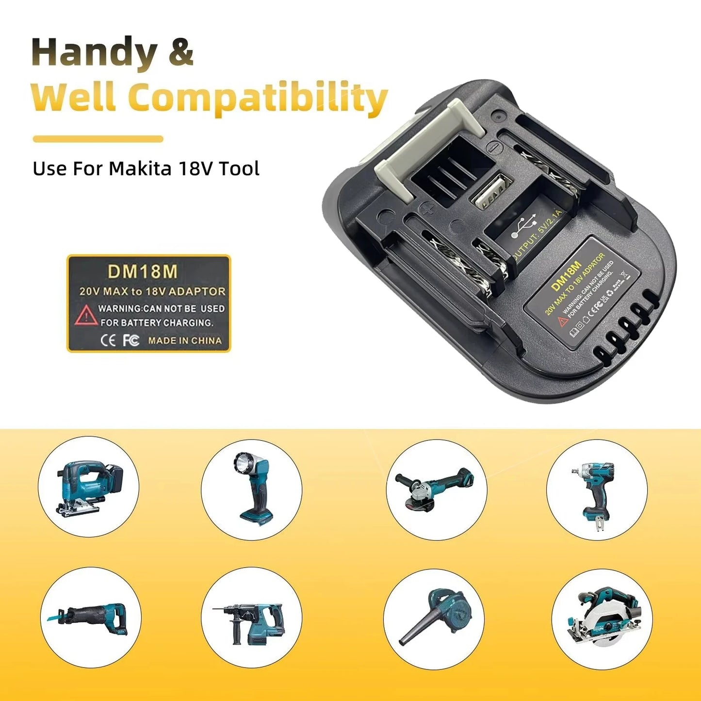 Battery Adapter Converter - Dewalt 20V DCB200 DCB205 to Makita BL1830 Power Tool Compatibility Adapter