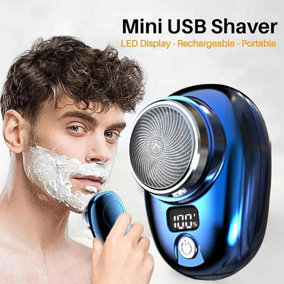 Portable Mini Electric Razor for Men – Cordless Pocket Beard Shaver with Digital Display