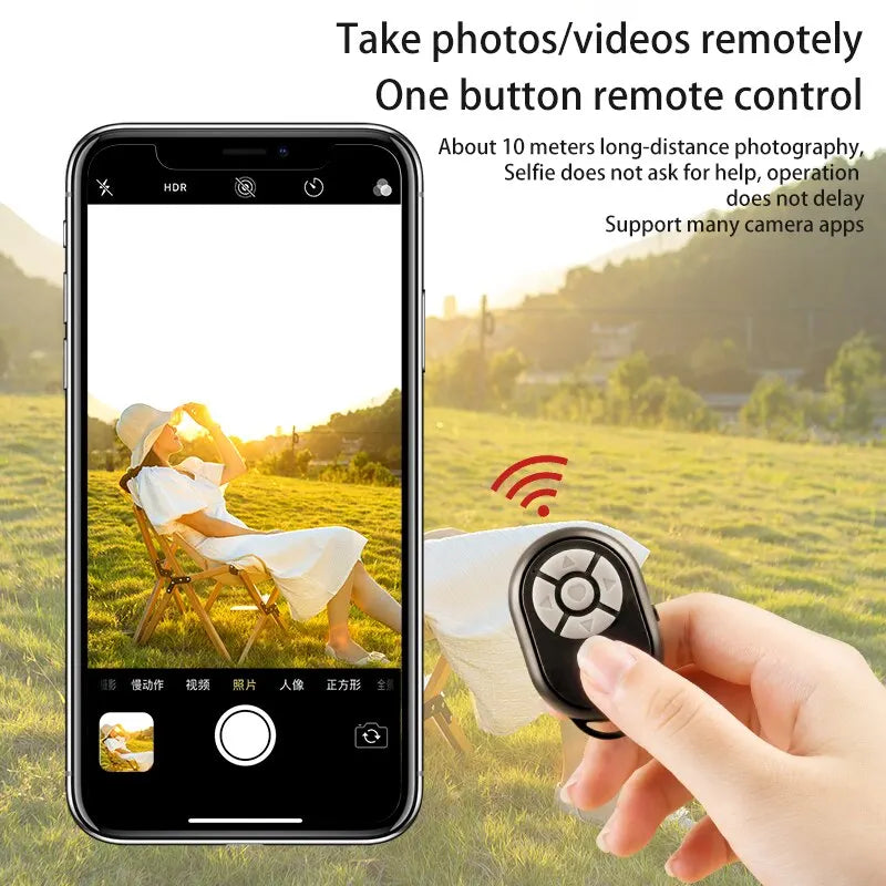 Universal Bluetooth Remote Control: Selfie Stick and Camera Controller for iPhone, Xiaomi, IOS, and Android Phones - Convenient Bluetooth Connectivity