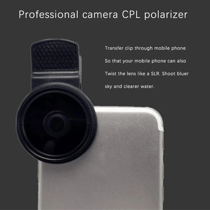 37/52MM CPL Circular Polarizer Filter — Universal Black Camera & Phone Clip-On Lens Accessory for Wide-Angle Photography