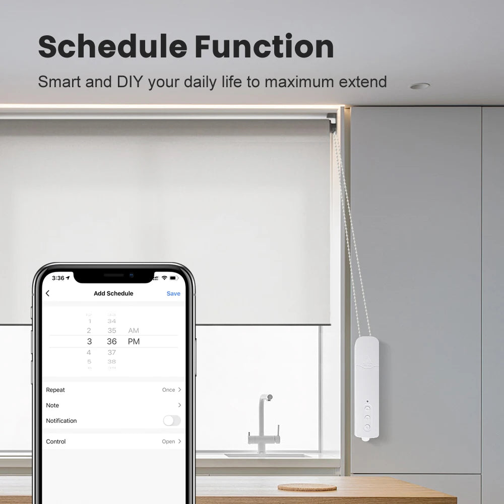AVATTO Tuya Zigbee Motorized Roller Shutter Blinds – Chain Drive with Built-in Lithium Battery, Alexa/Google Home Compatible