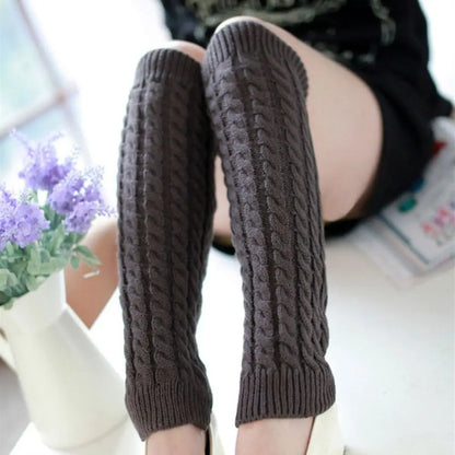 Vintage Women's Warm Crochet Knit Cable Leg Warmers - Thermal Boot Covers for Winter