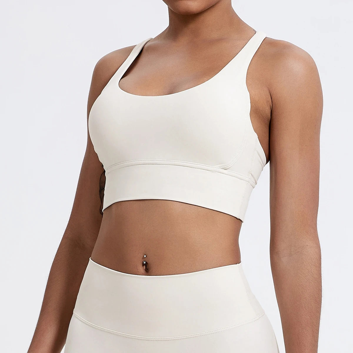 Push-Up Sports Bra for Women – Cross Back Yoga Crop Top, Shockproof Gym Fitness Bra for Running & Workout