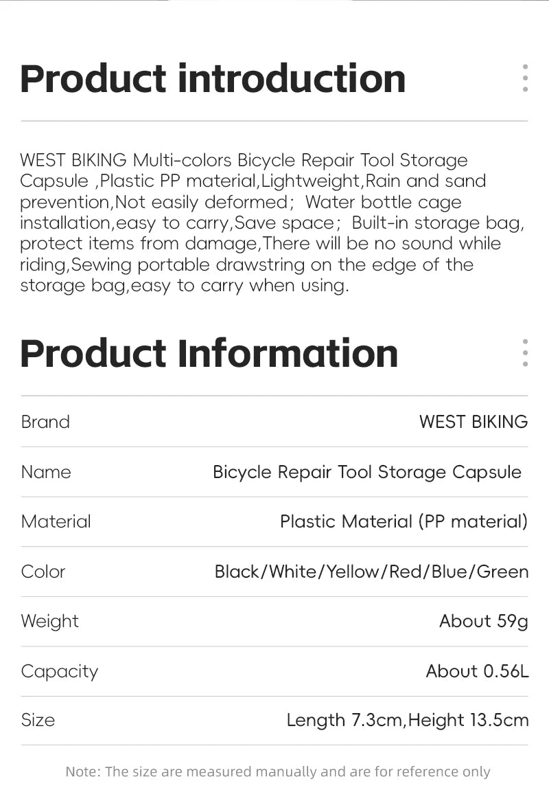 WEST BIKING Bicycle Repair Tool Capsule – Portable Waterproof Toolkit with Bottle Cage for MTB & Road Bikes