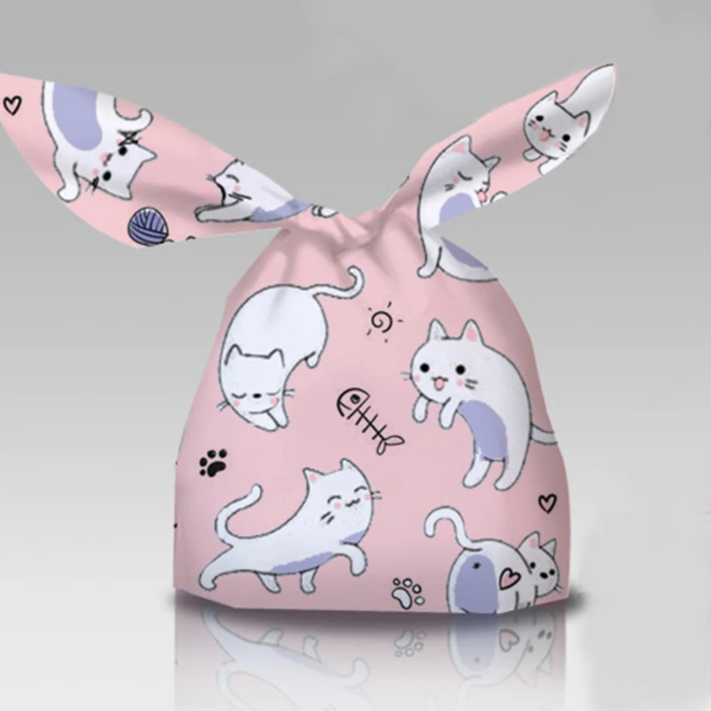 50Pcs Easter Rabbit Ear Cookie Candy Gift Bags - Plastic Pouches for Baking Packaging, Biscuits, Easter Decoration, and 2024 Birthday