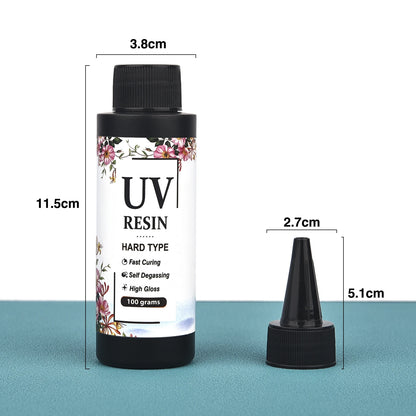 Crystal Epoxy Resin UV Glue - Quick Drying Hardener for DIY Jewelry Making, Available in 20g-1000g with UV Lamp Accessories