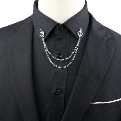 Fashion Gentleman Tassel Brooch – Men’s Suit & Shirt Lapel Pin with Chain, Pearl & Star for Wedding or Party