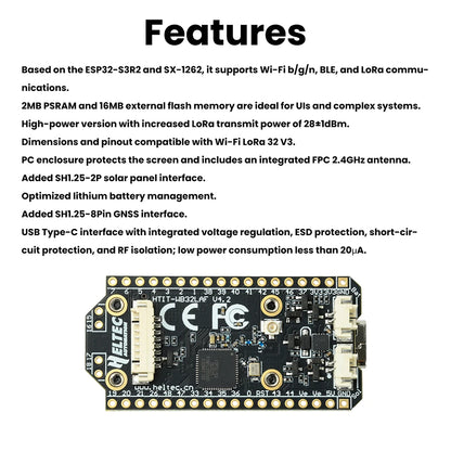 Meshtastic Heltec V4 LoRa 32 Development Board - OLED GPS ESP32 SX1262 WiFi BLE Solar Power IoT Board with Antenna