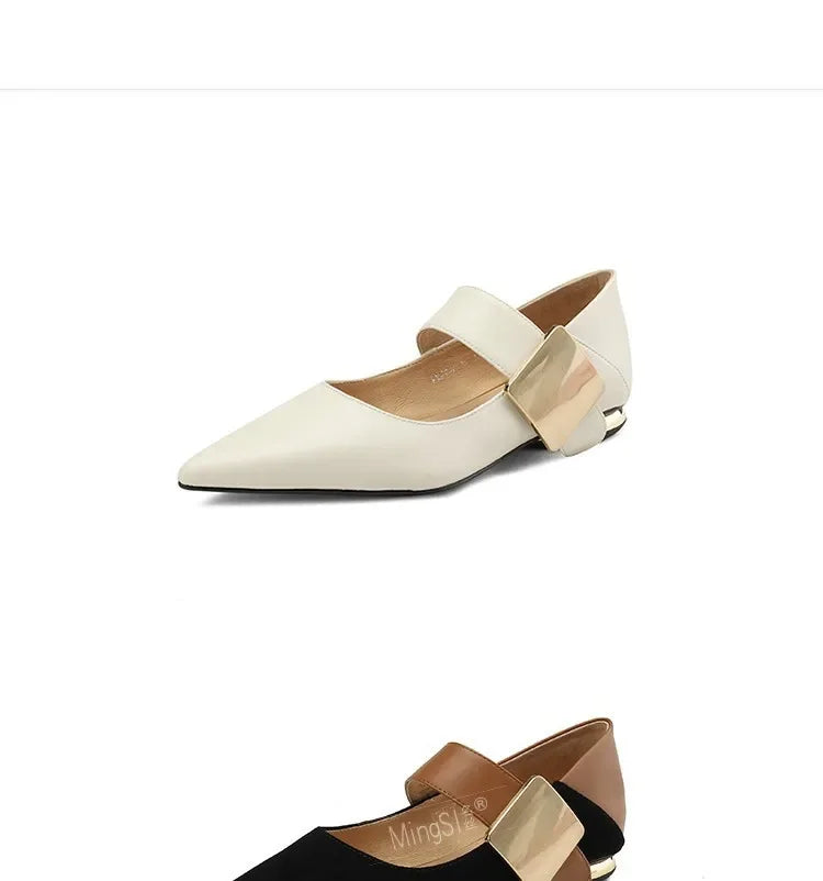 2023 Spring Women’s Suede High Thick Heel Pumps – Black & Apricot Square Toe with Metal Decoration, Elegant Lady Shoes