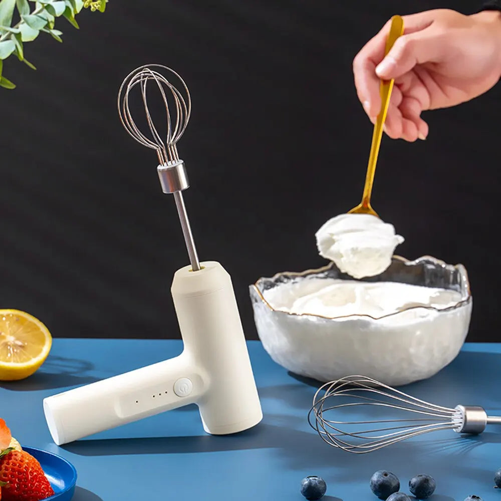 Wireless Electric Handheld Mixer – 3-Speed Portable Egg Beater for Baking, Dough & Cream
