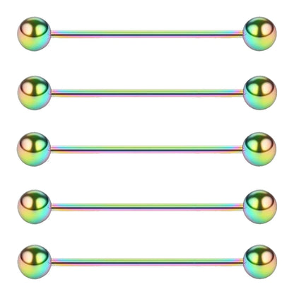5PCS Titanium Piercing Barbell Set – 14G External Thread Tongue, Industrial, Nipple, Ear Tragus Rings (12–38mm Jewelry)
