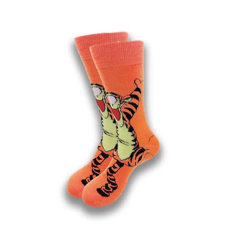 Men's Cartoon Character Crew Socks - Fun Novelty Cotton Casual Socks