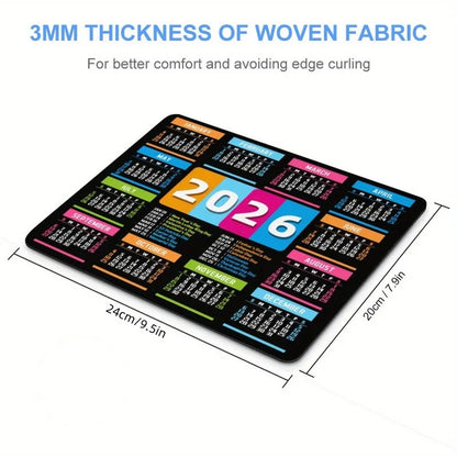 2026 Calendar Design Game Mouse Pad – Anti-Slip Rubber Mouse Mat for Home & Office, Black & White