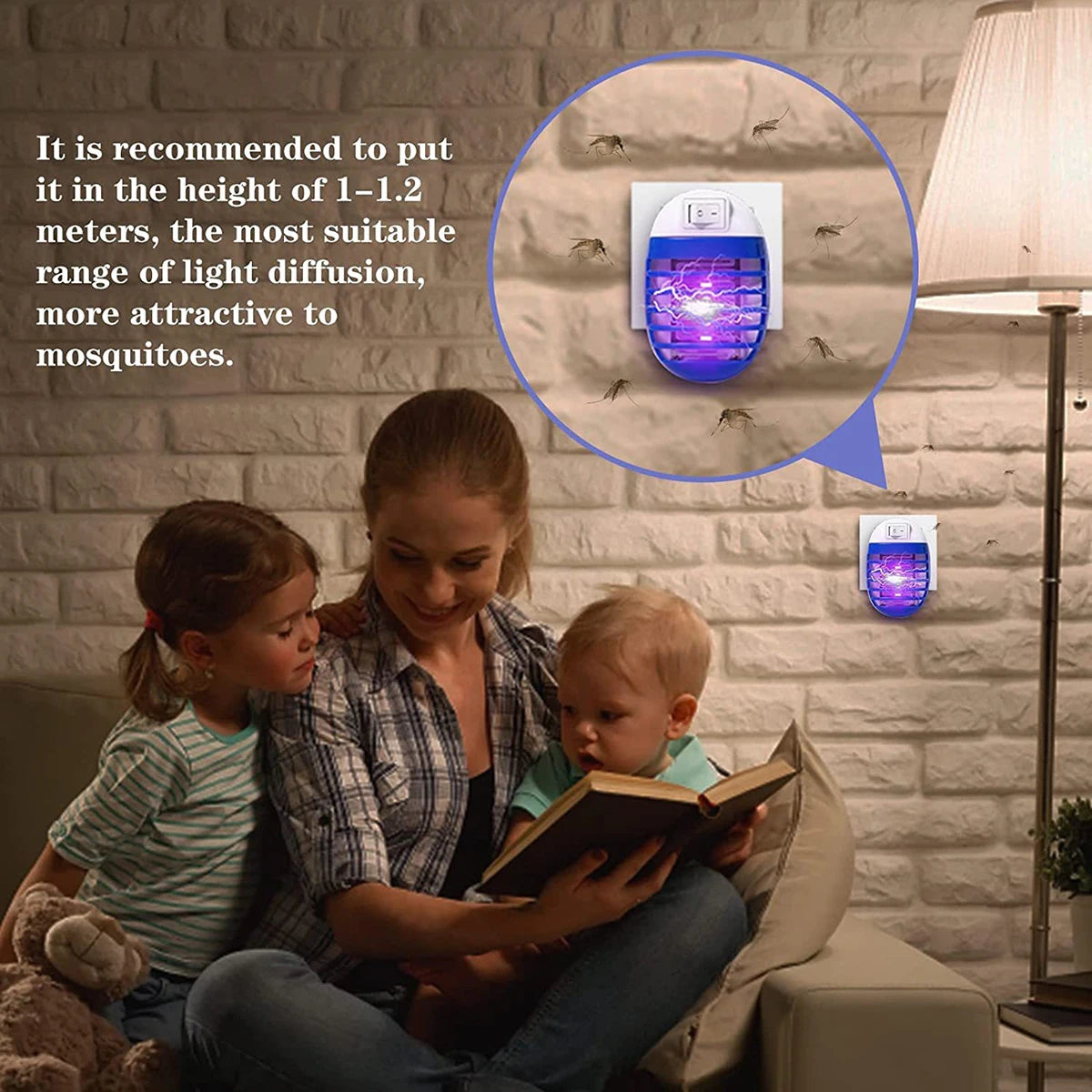 2PCS LED Mosquito Killer Lamp - US/EU Plug Electric Bug Insect Trap Night Light for Home & Indoor Use