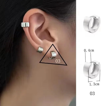 PANJBJ925 Sterling Silver Hoop Earrings - Frosted Geometric Design Fashion Jewelry Gift for Women