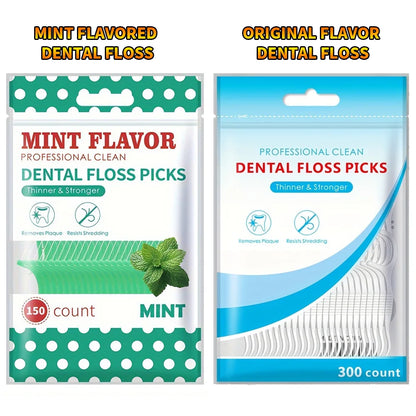 50/150/300PCS Mint & Original Dental Floss Picks – Interdental Cleaning Tools in Two Styles