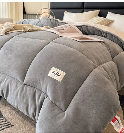 Thick Milk Fleece Winter Blanket – Warm Artificial Lamb Cashmere Weighted Comforter for Bed