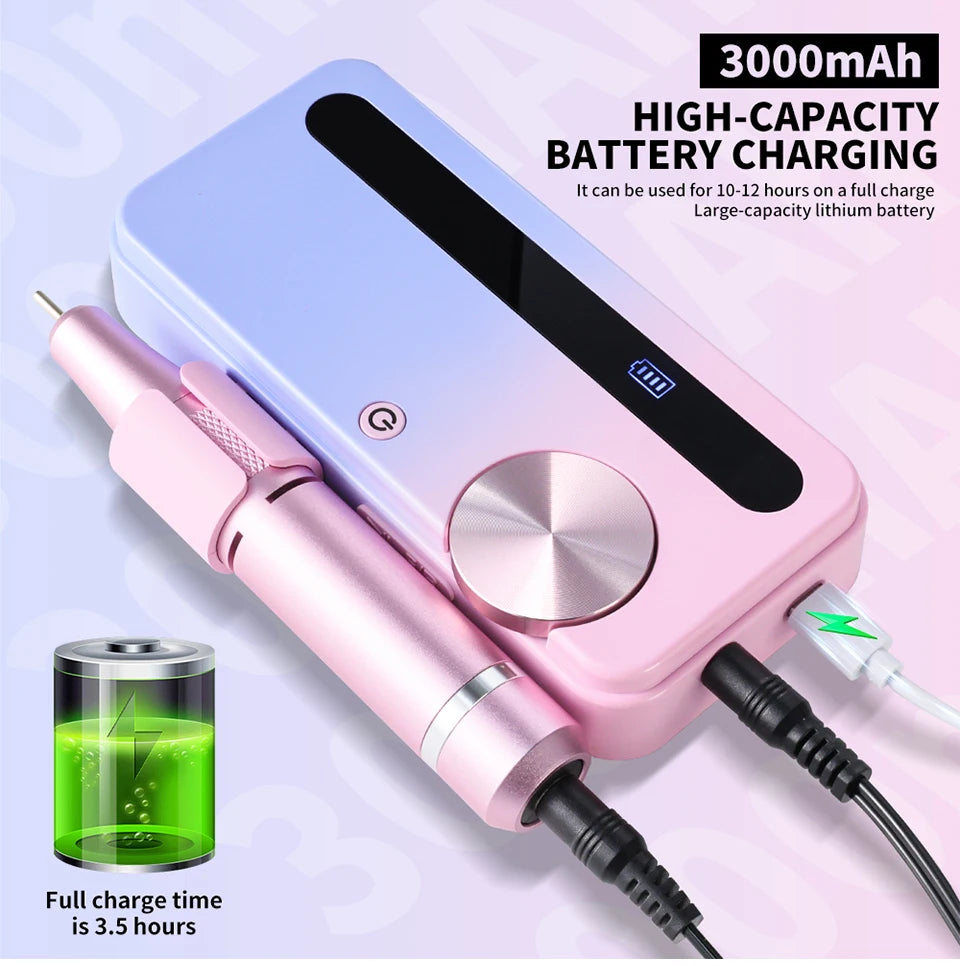 35000RPM Electric Nail Drill – Professional Rechargeable Nail File for Gel Nails, Portable Manicure Tool