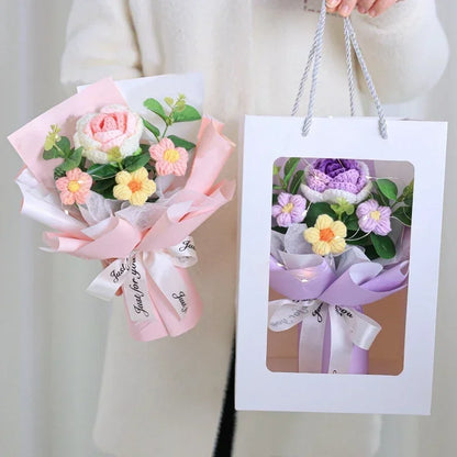 Elevate Your Occasions with Handmade Crochet Flowers Bouquet - Perfect for New Year, Graduation, Valentine's Day and Wedding Decor 꽃다발