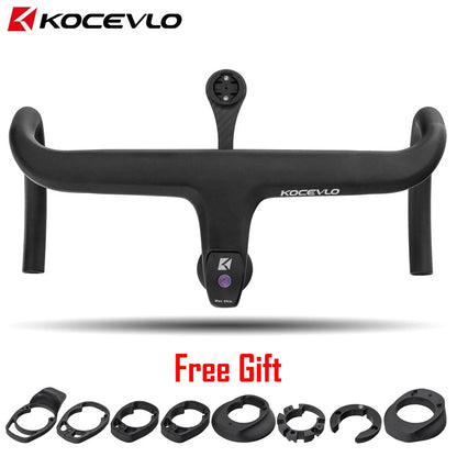 KOCEVLO Carbon Fiber Road Bike Handlebar - Integrated Internal Cable Routing Drop Bar with Computer Mount and Washers