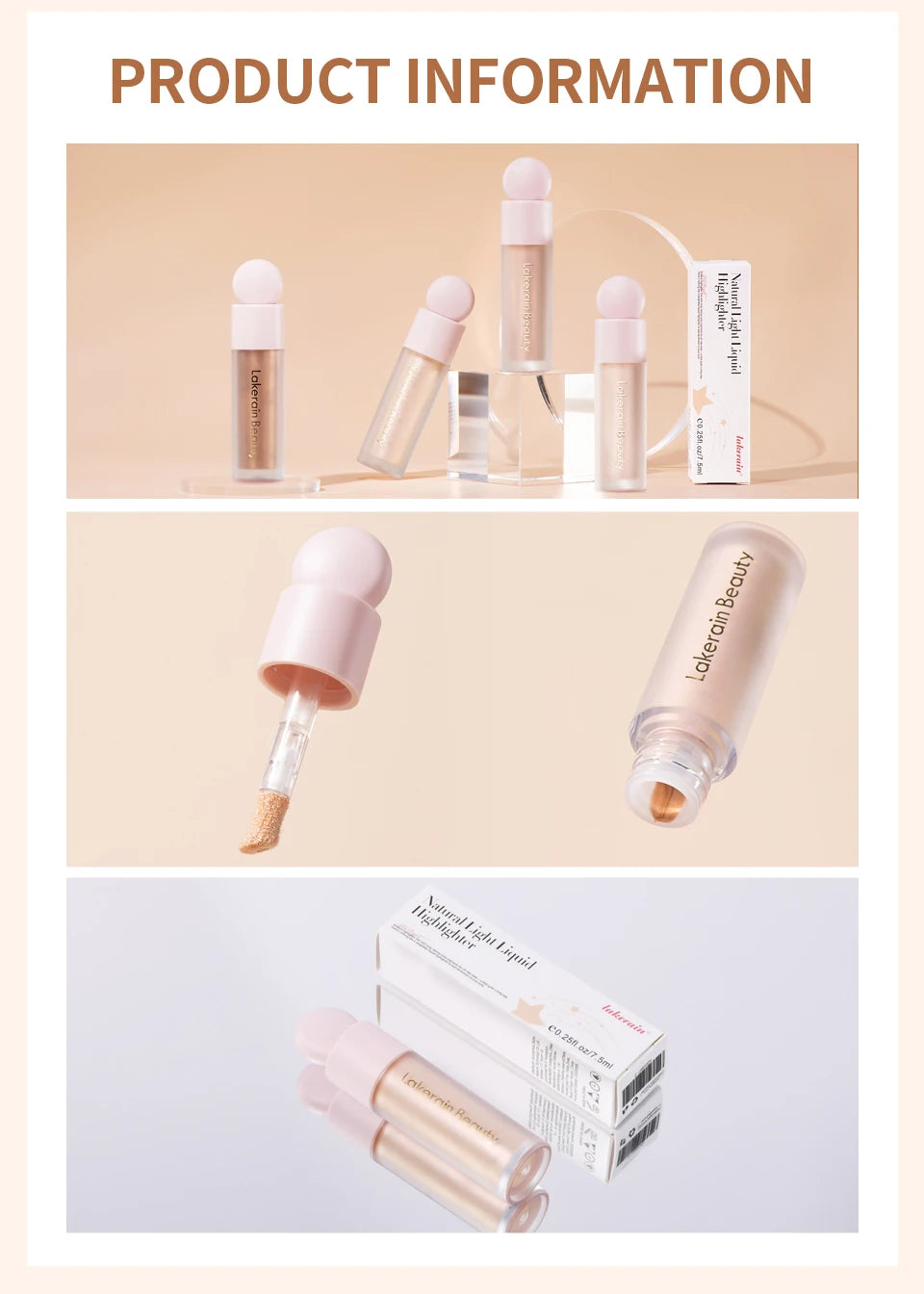 4-Color Liquid Face Highlighter — Bronzer & Contour Shimmer Makeup