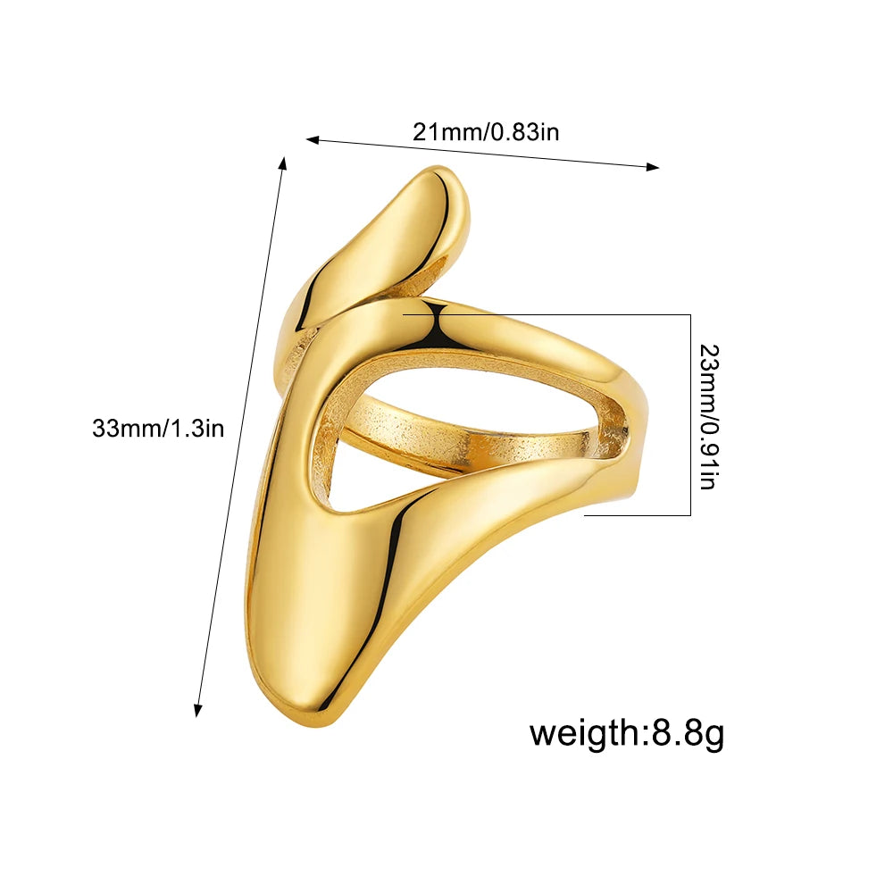 Vintage Stainless Steel Chunky Ring – Punk Irregular Adjustable Open Ring for Women, Wedding Jewelry Gift