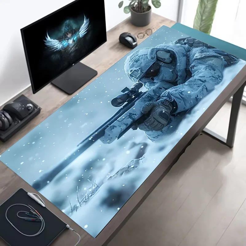 XXL Tactical Soldier Mouse Pad — Large Non-Slip Gaming Desk Pad with Stitched Edges