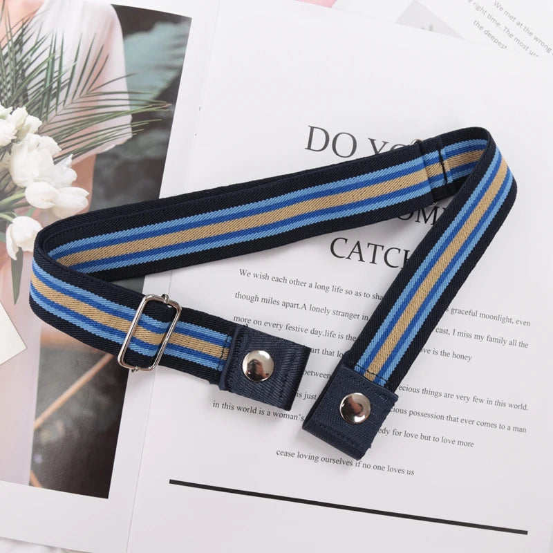 Elastic Buckle-Free Canvas Belt for Women – Stretch Waist Belt for Jeans & Pants, Invisible Lazy Belt
