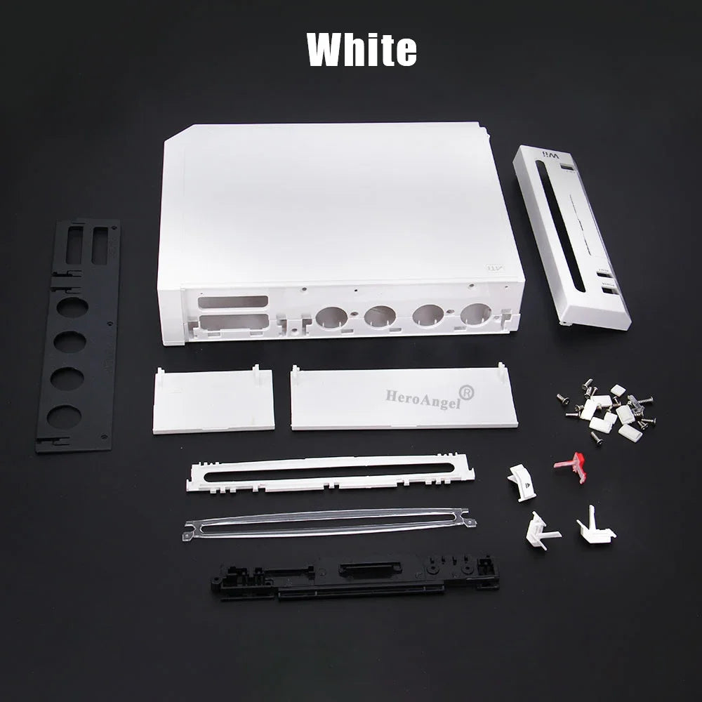 11 Colors Replacement Full Case Cover for Wii Game Console – Black, White, Blue, Transparent Housing Shell with Buttons & Retail Packing